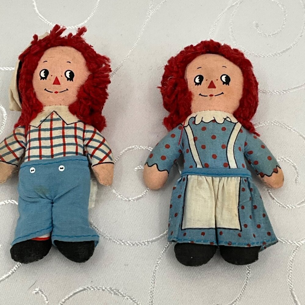 Raggedy Ann‎ & Andy Cloth Dolls Vintage approx. 4.75 "